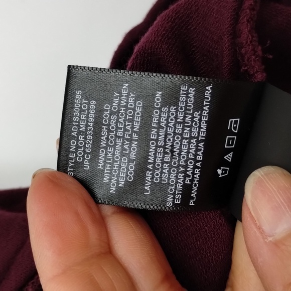 Adrianna Papell burgundy lace over blouse stretch size medium long sleeve - Picture 6 of 6